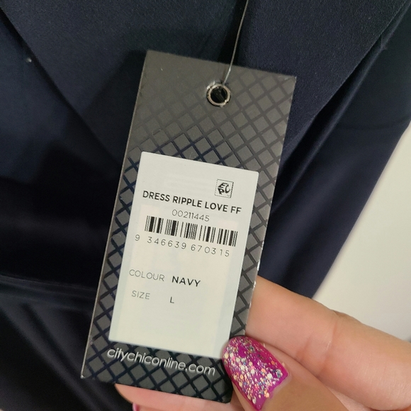 City Chic | NWT Ripple Love Dress Navy Flex Fit Large Size 20 - Picture 6 of 8
